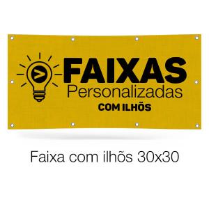 Faixa  com Ilhós Personalizada Lona 440grs  4x0  Ilhós inteiriço de 30x30cm 